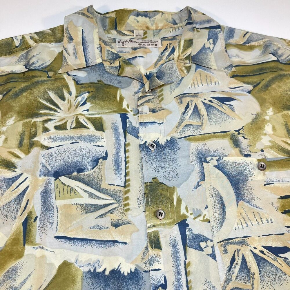 Vintage Angelo Litrico 100% Silk Single Stitch Hawaiian Aloha Shirt Sz Mens L